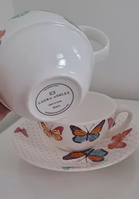Buy Laura Ashley Tea For One ‘All A Flutter’ Teapot & Cup | Fine Bone China • 19£