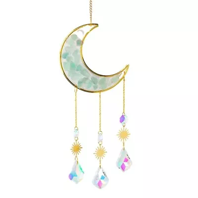 Buy Charm Pendant Ornament Light Charm Moon Stained Glass Sun Catcher Colorful • 18.31£