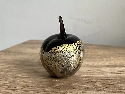 Buy Vintage Miniature Isle Of Wight Glass Apple Paperweight - Azurene Gold & Silver • 25£