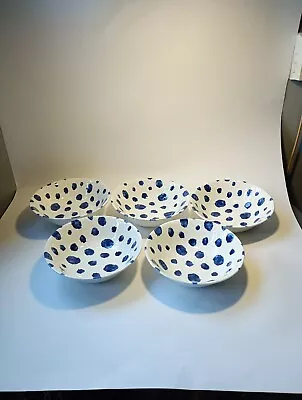 Buy 5 X Queen's By Churchill Sieni Inkie  Blue Inkie Dots  Dessert Breakfast Bowls • 22.50£