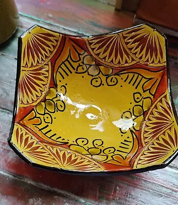 Buy Moroccan Glazed Vibrant Colours Pottery Dish Hand Painted By Safri Signed  • 12.90£