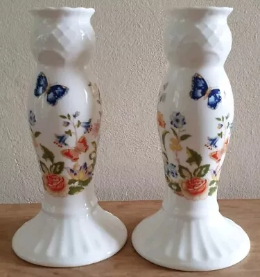 Buy Aynsley  Cottage Garden   A Pair Of Bone China Candle Holders Boxed • 29.99£