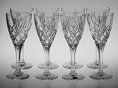 Buy Set Of 8 Large Royal Doulton Crystal 8  Canterbury Cicant Wine Goblets Glasses • 75£