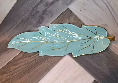 Buy Vintage Carlton Ware Gold And Turquoise Blue Leaf Plate Dish Country Cottagecore • 26.99£