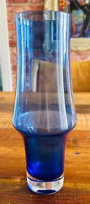 Buy Vintage, Finnish, Riihimaki, Blue & Clear Glass Cased Vase. • 26£