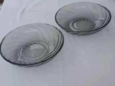 Buy 2x Vintage Swirl Grey  Smoked Glass Dishes / Bowls • 4£