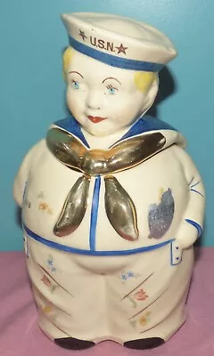 Buy 1940'S Shawnee Pottery USN Sailor GOB Cookie Jar Gold Trim • 209.68£