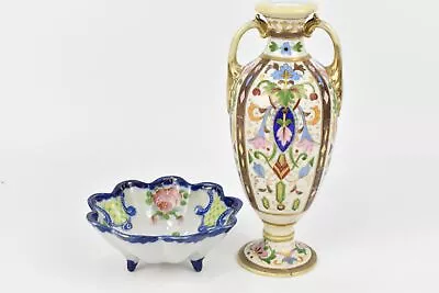 Buy Noritate Japanese Ceramic Bundle X 2 Vintage Vase And Bowl Floral Design  • 24.99£