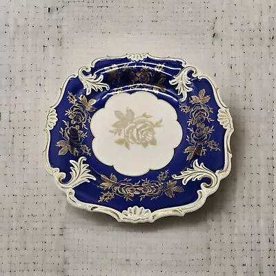 Buy Antique Cobalt & Gold Colored Lg. Scalloped Bowl Flower Pattern Germany Weimar? • 163.09£