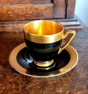 Buy Rare Hand-painted Carlton Ware Black & Gold Demitasse Coffee Cup & Saucer  • 19.99£