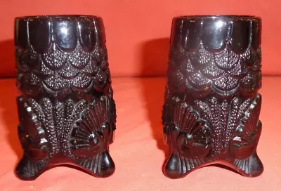 Buy Rare Pair Of Antique Victorian Davidsons Black Milk Pressed Glass Spill Vase • 14.99£