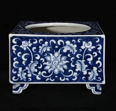 Buy 5.8   Qianlong Marked China Blue White Porcelain Dynasty Flower Pattern Pen Wash • 260£