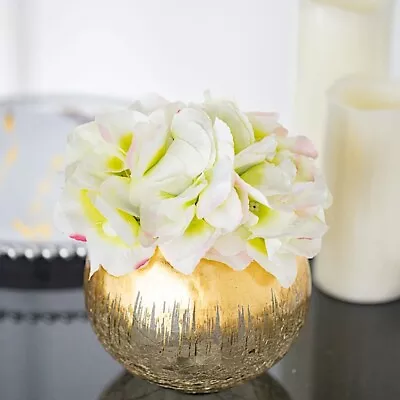 Buy 4.5-Inch Tall Gold Crackle GLASS CANDLE HOLDER VASE Party Wedding Centerpieces • 44.94£