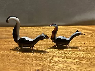 Buy 2 Rare Vintage 1960's Handmade Glass Skunk / Glass Animal Ornament • 12.90£