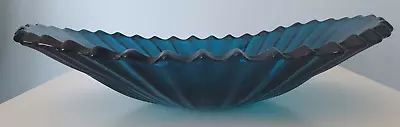 Buy Sowerby Glass Bowl Large Oval Fluted Heavyweight(1.25kg) Petrol  Blue 10mm Thick • 20£