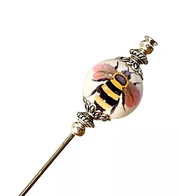Buy Ceramic Bumble Bee Vintage Antique Style  5” Long Hat Pin, Scarf Pin, Stick Pin • 6.99£