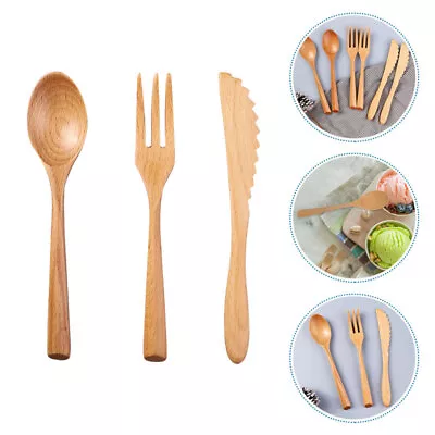 Buy 3 Pcs Wooden Daily Japanese Style Beech Tableware Household • 6.65£
