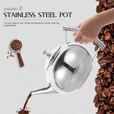 Buy Stainless Steel Teapot Coffee Pot Tea Kettle With Strainer Infuser Filter Home • 10.99£