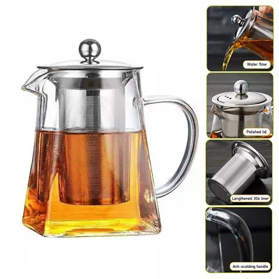 Buy 950ML Heat Resistant Glass Teapot Stove Safe Stainless Steel Glass Pot W/Infuser • 8.95£