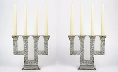 Buy Pair Of Sorbier Patinated Glass Candlesticks René Lalique R.Lalique Glass Candlesticks • 18,968.57£