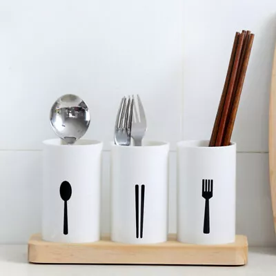 Buy  Wooden Bamboo Utensil Drying Rack Kitchen Dinnerware Storage • 14.49£