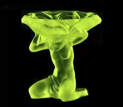 Buy Art Deco Vaseline Uranium Glass Bowl 1930' H.Hoffmann By Lalique • 32.62£