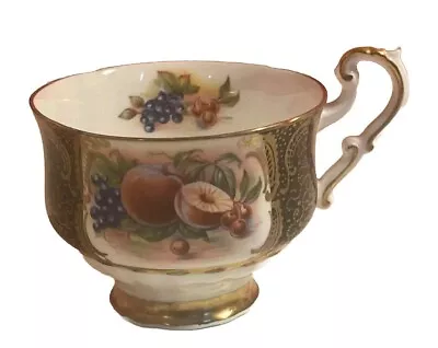 Buy Paragon Fruit Panel Black Medallion Gold Gilt Footed Tea Cup, Vintage, • 19.99£