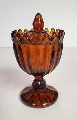 Buy Vintage French Portieux Vallerysthal Amber Glass Beaded Footed Jam Sugar Bowl • 13.04£