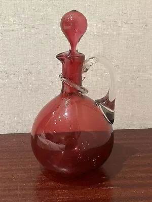 Buy Vintage Cranberry Glass Decanter Jug • 24.50£