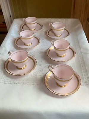 Buy 6 X Vintage Tuscan Bone China Cup And Saucer, Pastel Pink • 55£