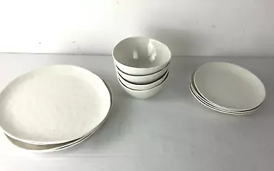 Buy M&S 12 Piece Artisan Dinnerware Set White Side & Dinner Plate With Bowls NEW F2 • 12£
