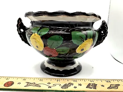 Buy Vintage Hand Painted Pottery Bowl Italy Compote Pedestal Footed Winged Handles • 13.98£