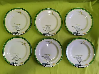 Buy Burleigh Ware 1930's Art Deco 'Moonbeams' Plates 20cm X6 • 10£