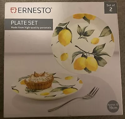 Buy ERNESTO SET PLATES Set Of 2 LEMON DESIGN Boxed New • 14.25£