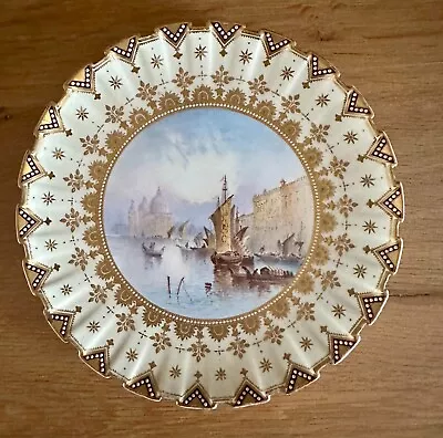 Buy Copeland Spode Porcelain Hand Painted Jewelled Cabinet Plate Venice Scene C1889 • 17£