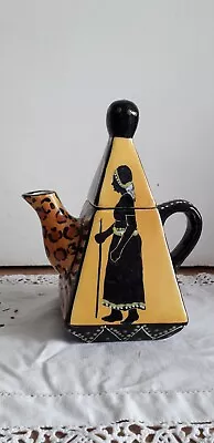 Buy African Vintage BOHO Nivek Ceramics Zimbabwe  Hand Painted Coffee Pot • 35£