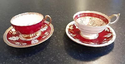 Buy Aynsley Antique Red And Gold Cup And Saucer X2, One Saucer Signed J.A.Bailey • 25£