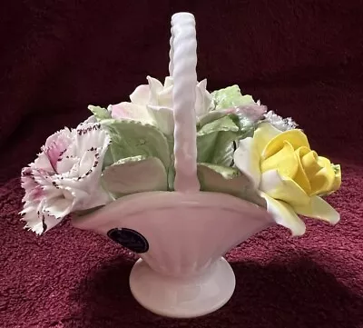 Buy Vintage Royal Doulton Bone China Flower Basket Pastel Yellow Pink Blue 5” Tall • 37.27£