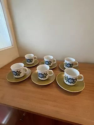 Buy Vintage Set Of 6 Pottery Cups And Saucers By J-g Meakin • 10£