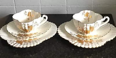 Buy 2 Stunning  Foley Wileman Porcelain Cups Saucers Side Plates Gold Astars 3981. • 9.99£