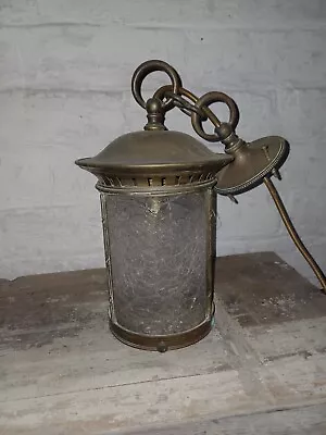 Buy 1920's / 30's Arts And Crafts Lantern With Original Crackle Glass Cylinder • 150£