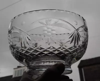Buy Vintage Cut Crystal Glass - Large Footed Bowl Heavy Over 1.7kg • 14.99£