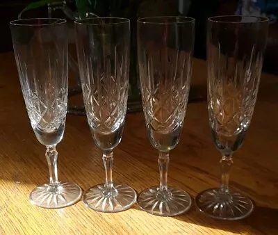 Buy 4 X Edinburgh Crystal EMBASSY Champagne Glasses Flute 20cm (8   ) FREE P&P • 39.85£