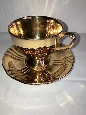Buy Rare Vintage  English Royal Winton “Golden Age” 2 Tea Cup & Saucer In Gold Sets • 13£
