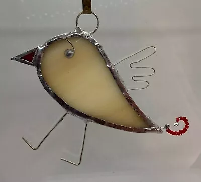 Buy F396 Stained Glass Suncatcher Hanging Bird 11cm Beige • 10£