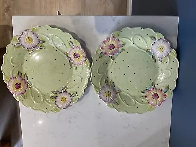 Buy James Kent Ltd  Majolica Pale Green Floral Plate 7.5    Vintage-qty 2 • 16£