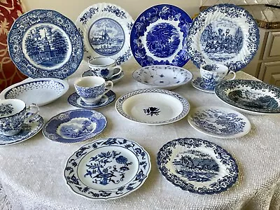 Buy Vintage Mismatched China BLUE & WHITE ~ Service For 4 ~ 20 Pieces ~FREE Shipping • 200.72£