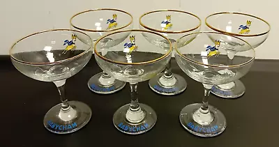 Buy BABYCHAM Vintage 1950s Iconic Fawn Deer Logo With Gold Rim Coupes Glasses X 6 • 9.99£