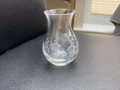Buy Small Heavy Cut Glass Crystal Vase Fushia Design • 3.96£