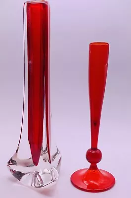 Buy Whitefriars Ruby Red Tricorn Slight A/F Tiny Impact Mark & Candle Stick Vintage • 22£